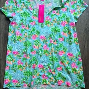 Lilly Pulitzer Women's Floral Blouse - Blue, Green, and Pink